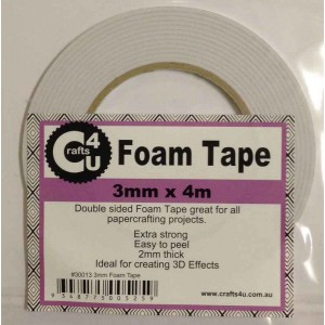 Crafts4U 3mm x 4m Foam Tape 2mm Thick 30013