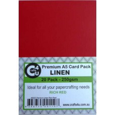 Crafts4U A5 Card 20Pk Premium Linen Rich Red 40025