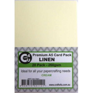 Crafts4U A5 Card 20Pk Linen Cream 40027