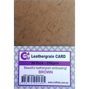 Crafts4U A5 Card 20Pk Leathergrain Texture Brown 40084