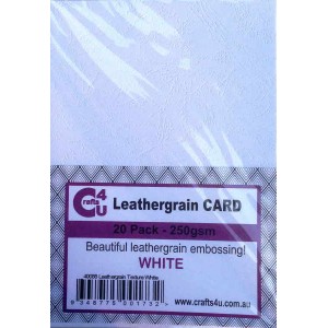 Crafts4U A5 Card 20Pk Leathergrain Texture White 40088