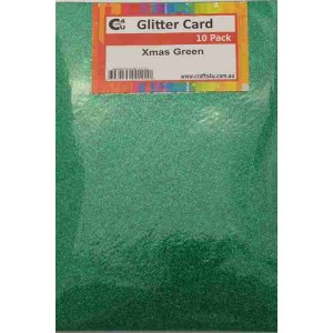 Crafts4U A5 Glitter Xmas Green 10 Pack 60020