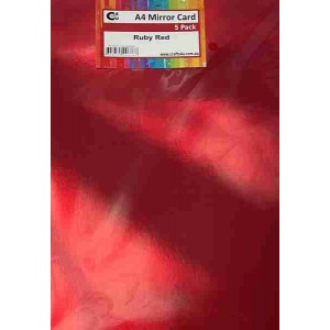 Crafts4U A4 Mirror Card 5Pk Glossy Ruby Red 10271