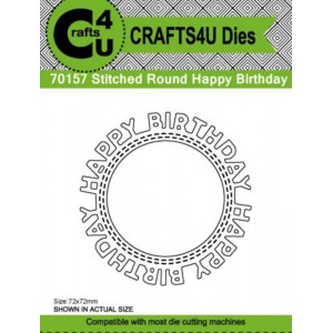 Crafts4U Die Stitched Round Happy Birthday 70157