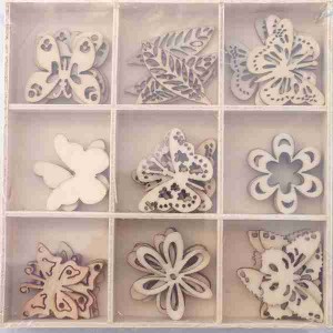 Crafts4U Wooden Embellishments 45 Pieces Butterfly 10102