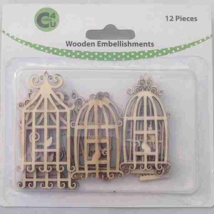Crafts4U Wooden Embellishments Birdcages 12pk 70064