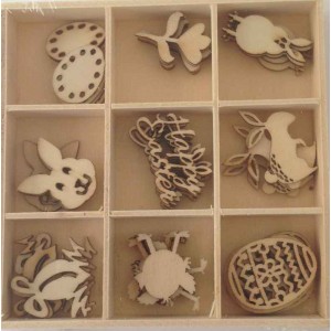 Crafts4U Wooden Embellishments 45 Pieces Easter 10225