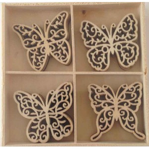 Crafts4U Wooden Embellishments 20 Pieces Butterflies 10233